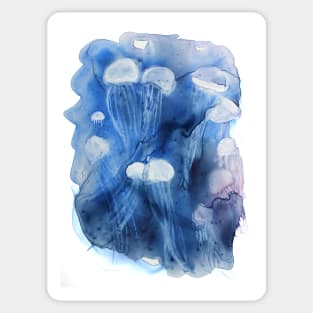 Jellyfishes on Yupo Paper Sticker